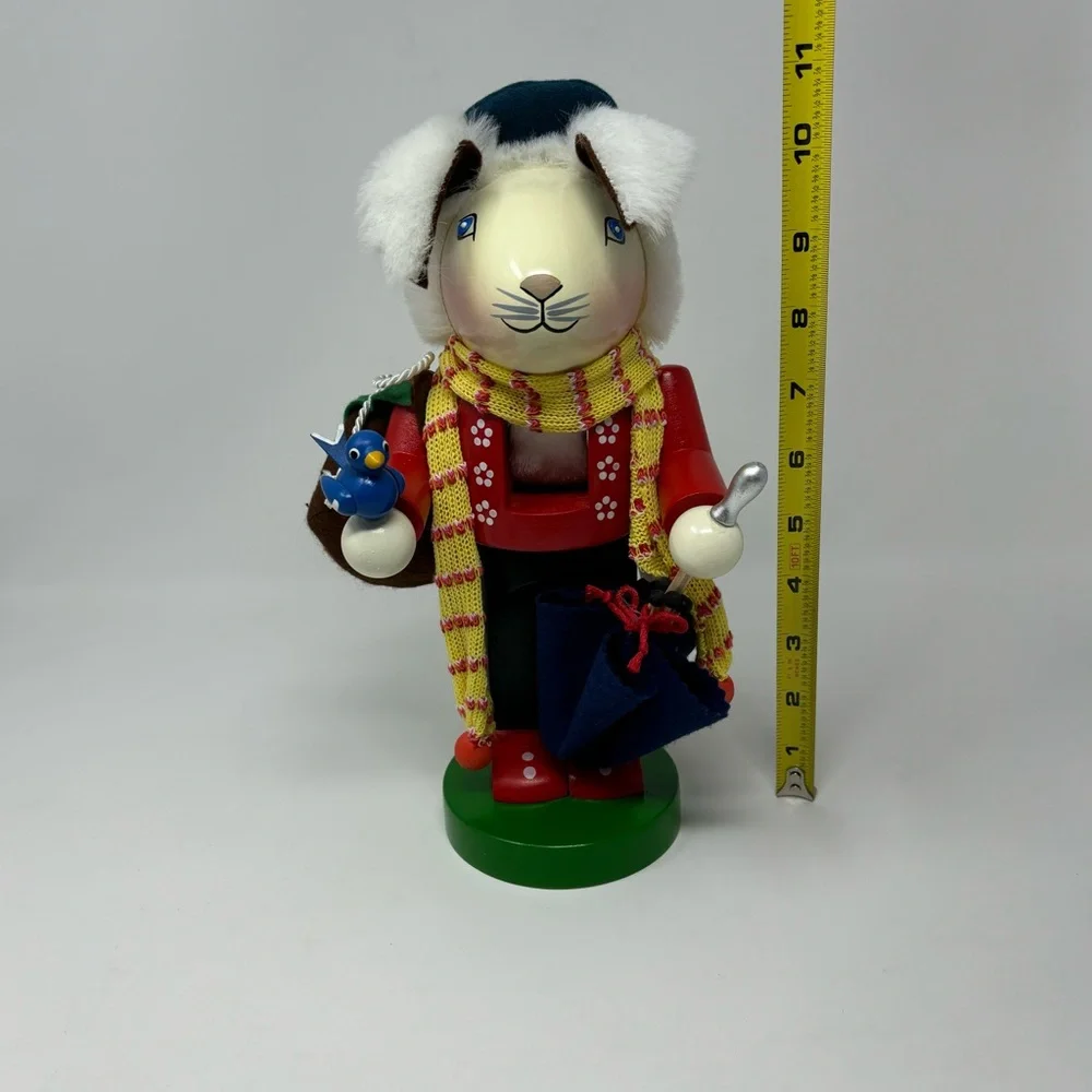 Steinbach German Wooden Nutcracker CHUBBY HAPPY RABBIT Easter Blue Umbrella